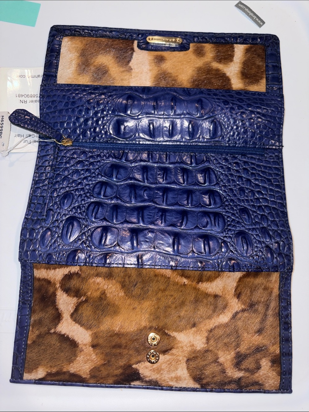 Brahmin wallet. Blue leather and fur. New with tags - Picture 3 of 7
